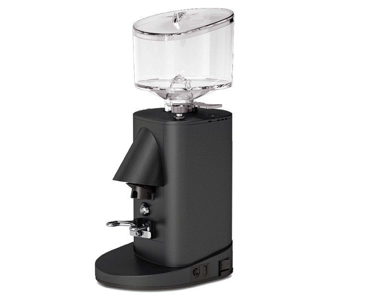 may-xay-cafe-nuova-simonelli-mdh-black Máy xay cà phê màu đen, có hộc đựng hạt trong suốt phía trên, thiết kế hiện đại và nhỏ gọn.